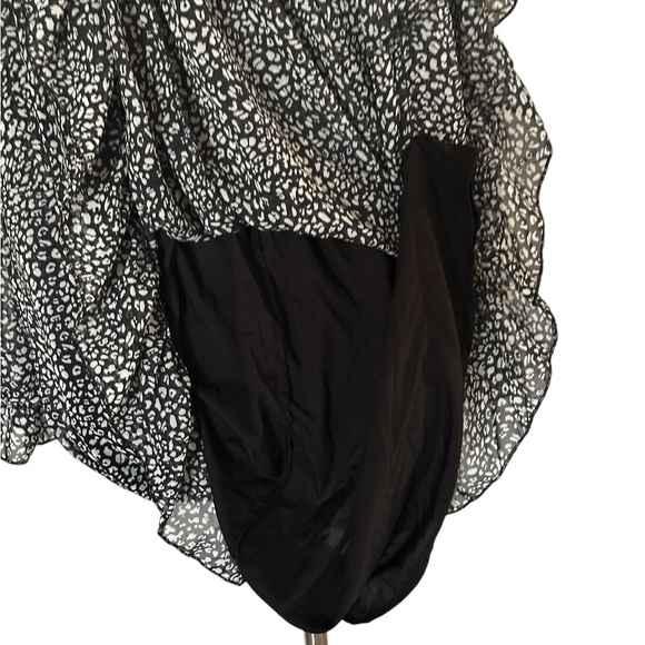 WOMENS RUFFLED LONG SLEEVE MIDI DRESS BLACK AND WHITE SZ XL - Picture 5 of 14